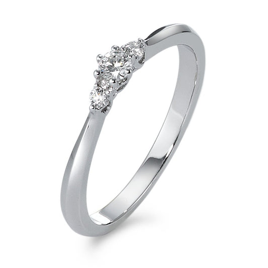 Ring 18k White Gold Diamond 0.14 ct, 3 Stones, w-si