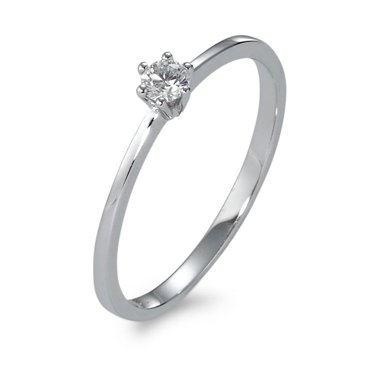 Solitaire ring 18k White Gold Diamond 0.10 ct, w-si