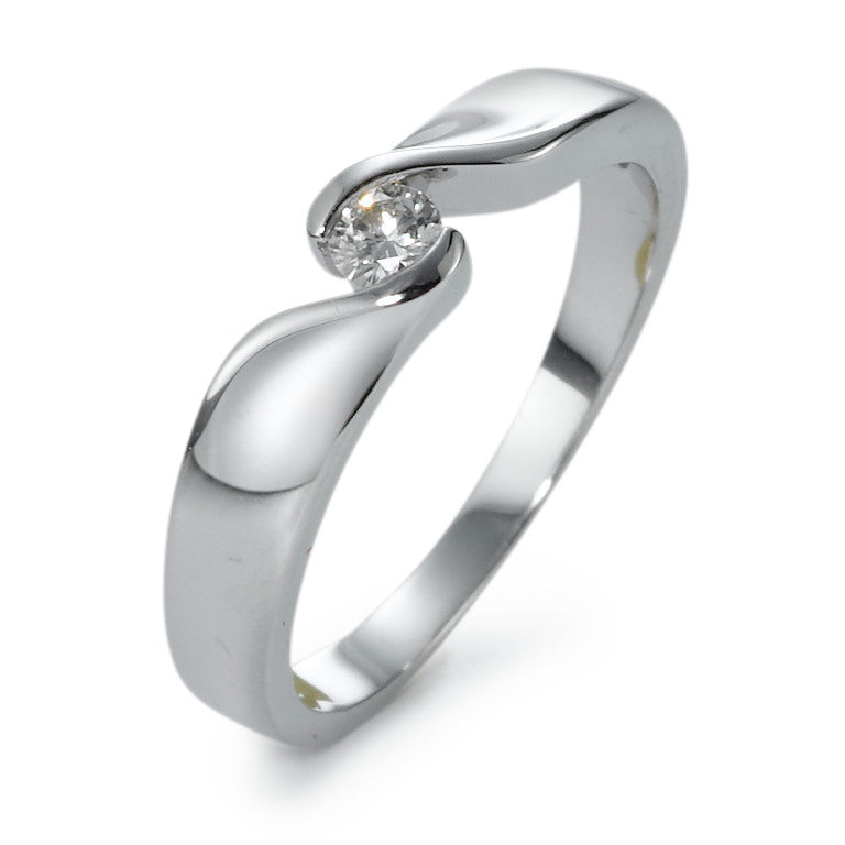 Solitaire ring 18k White Gold Diamond 0.10 ct, w-si