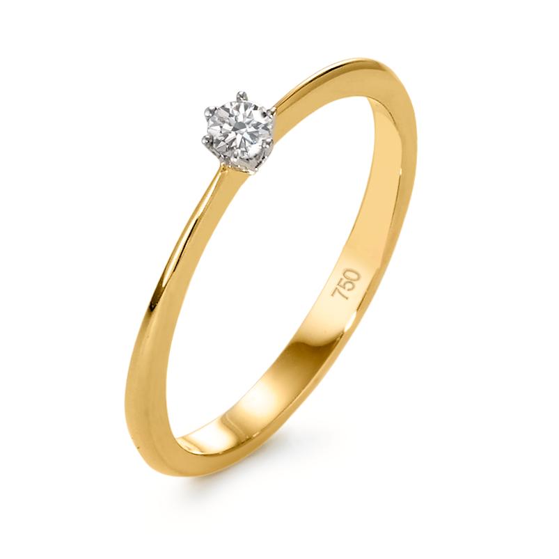 Solitaire ring 18k Yellow Gold, 18k White Gold Diamond 0.07 ct, w-si