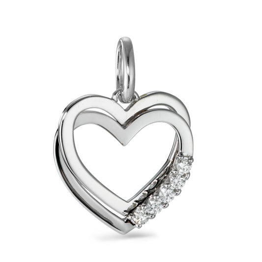 Pendant 18k White Gold Diamond White, 0.10 ct, 5 Stones, brilliant, w-si Heart