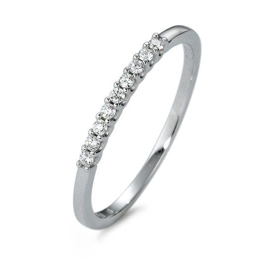 Memory ring 18k White Gold Diamond White, 0.09 ct, 9 Stones, brilliant, w-si