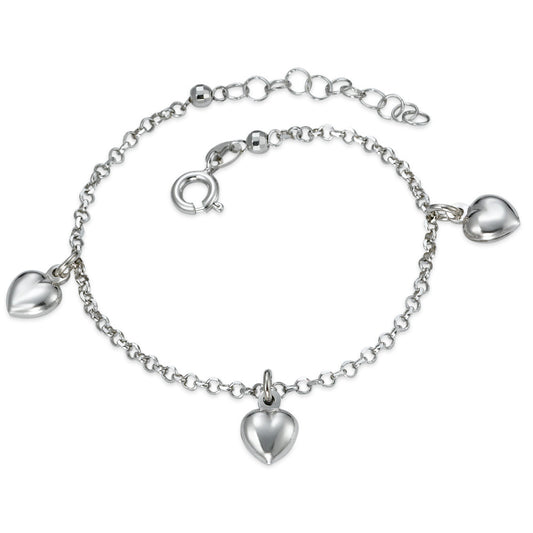 Bracelet Silver Rhodium plated Heart 15-18 cm Ø7 mm