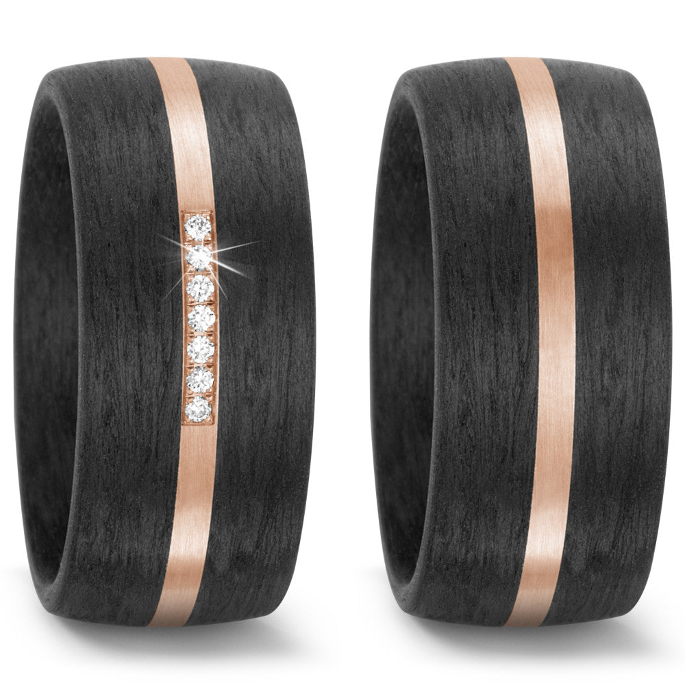 Wedding Ring 14k Rose Gold, Carbon