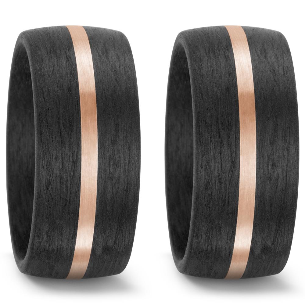 Wedding Ring 14k Rose Gold, Carbon