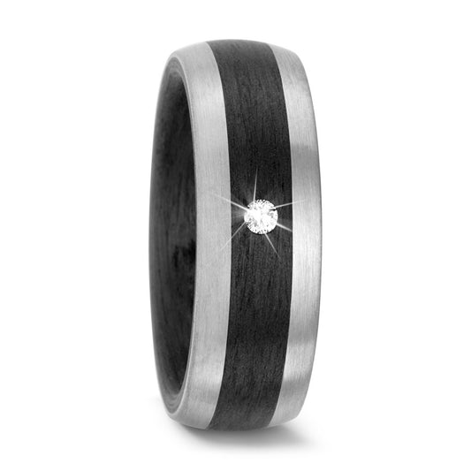 Wedding Ring Palladium 500 , Carbon Diamond 0.05 ct, w-si