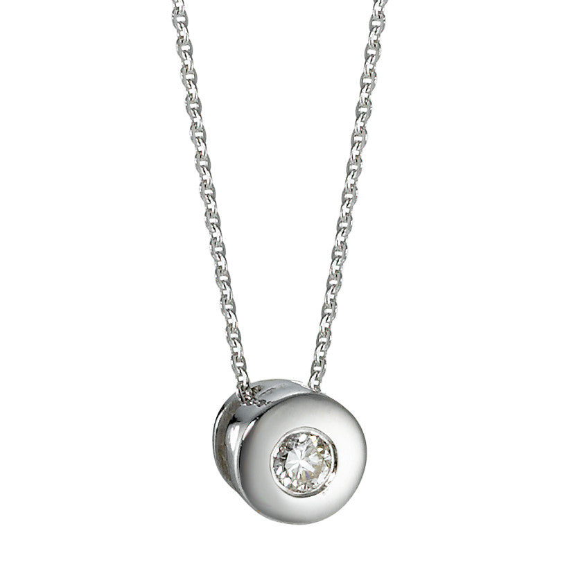 Necklace with pendant 14k White Gold Diamond 0.05 ct, w-si 42 cm Ø5 mm