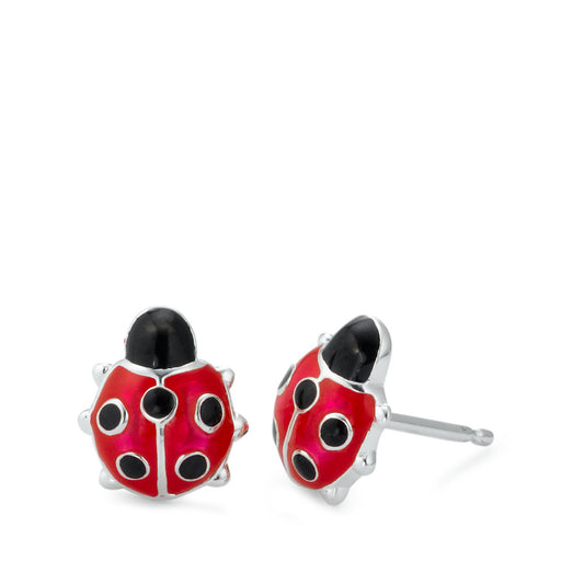 Stud earrings Silver Lacquered Ladybird Ø9 mm