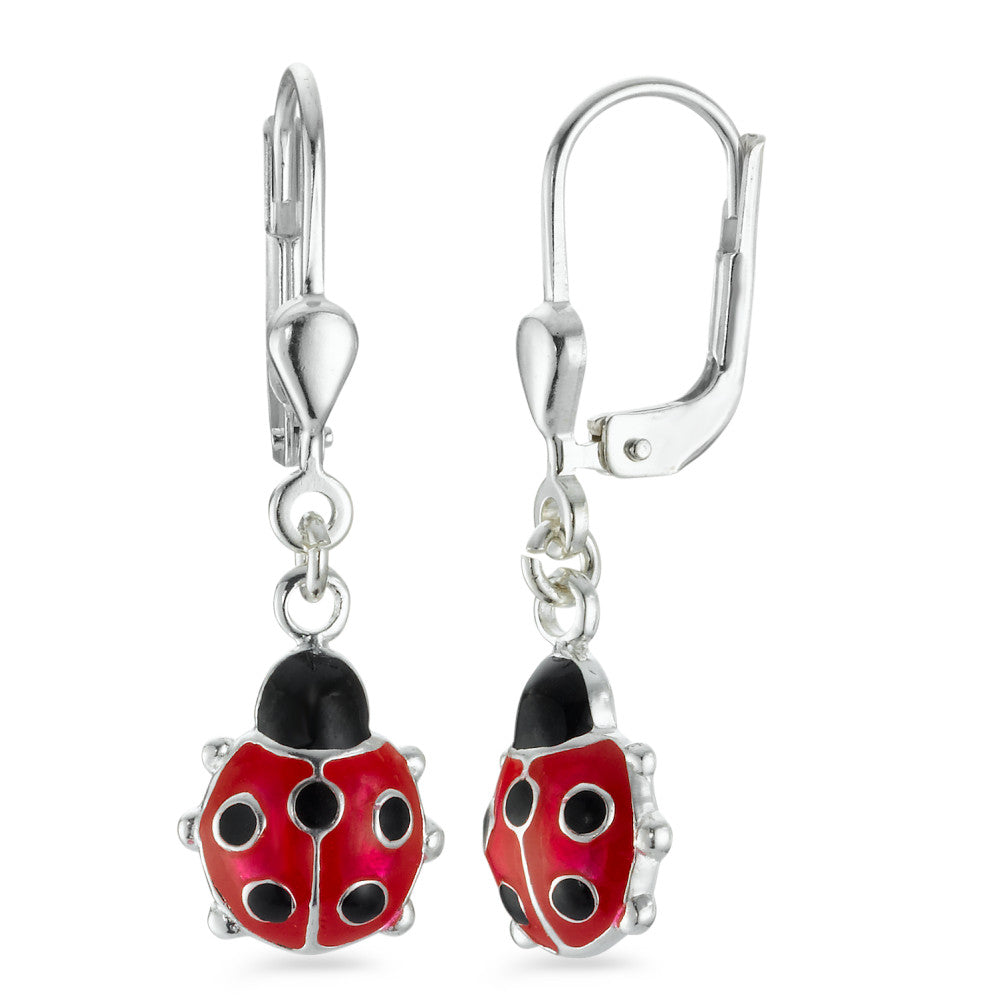 Drop Earrings Silver Lacquered Ladybird