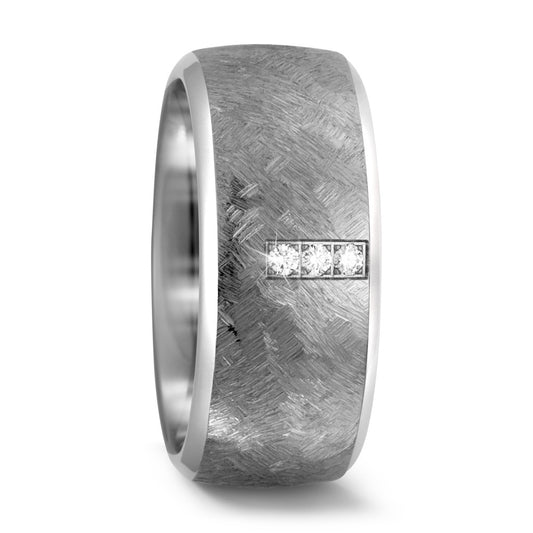 Wedding Ring Titanium Diamond 0.06 ct, 3 Stones, w-si