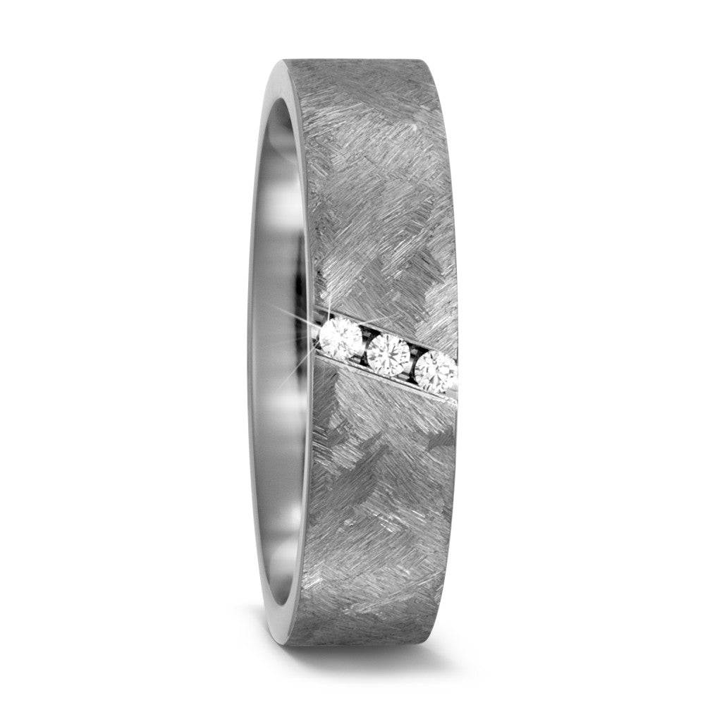 Wedding Ring Titanium Diamond 0.06 ct, 3 Stones, w-si