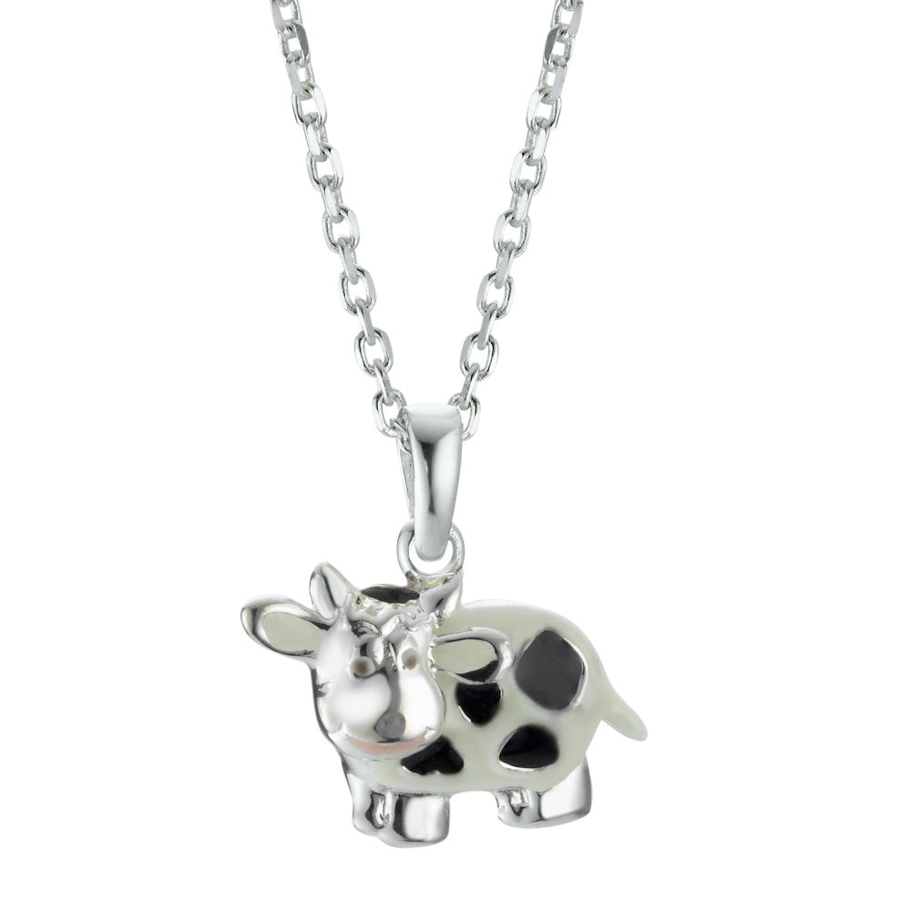 Chain necklace with pendant Silver enameled Cow 36-38 cm