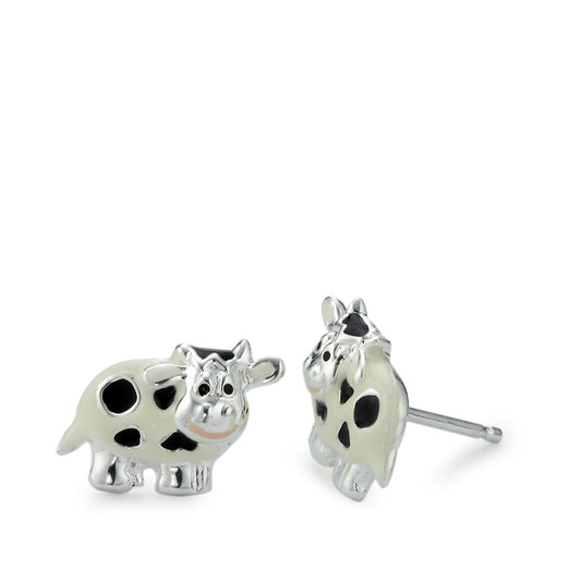 Stud earrings Silver Lacquered Cow