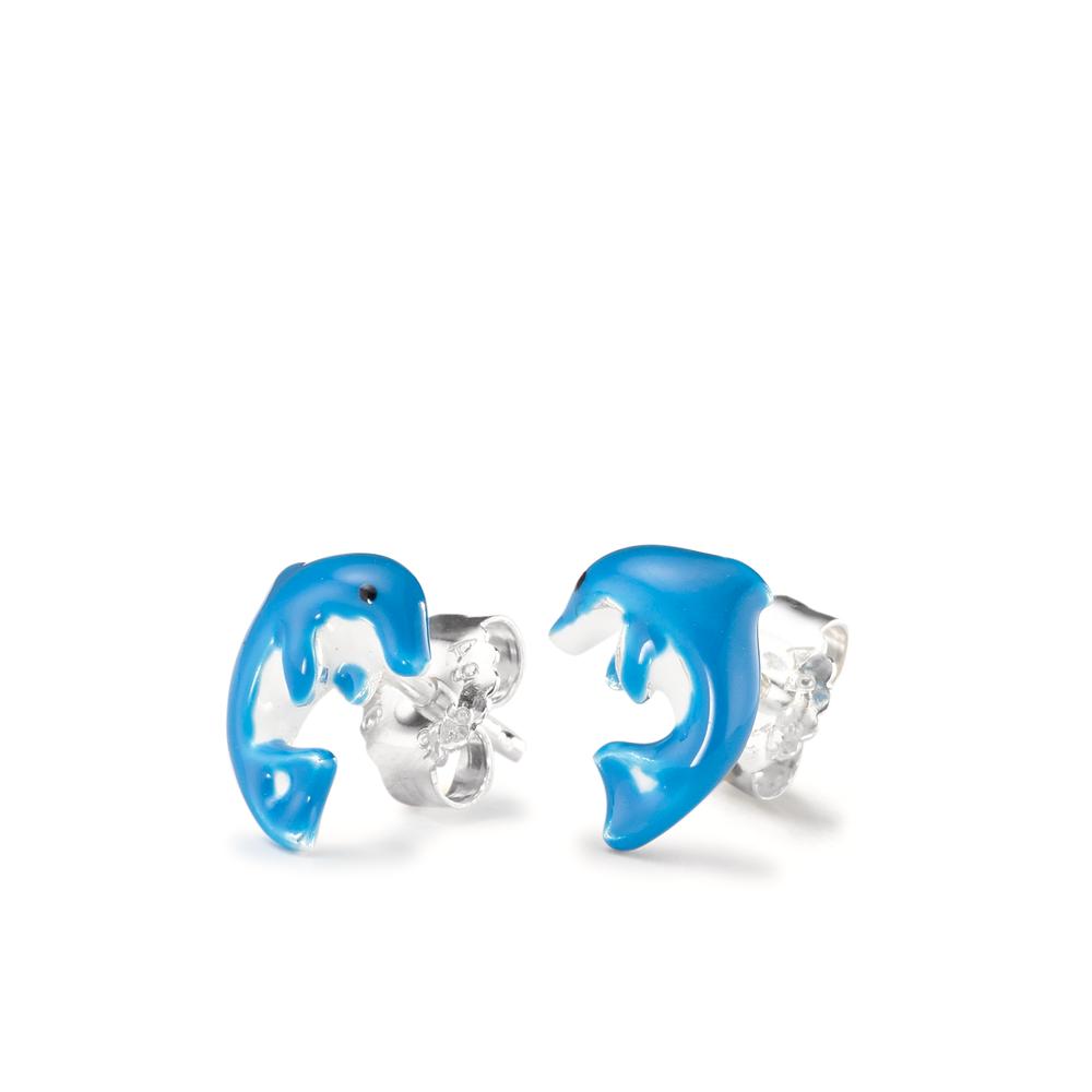 Stud earrings Silver Lacquered Dolphin