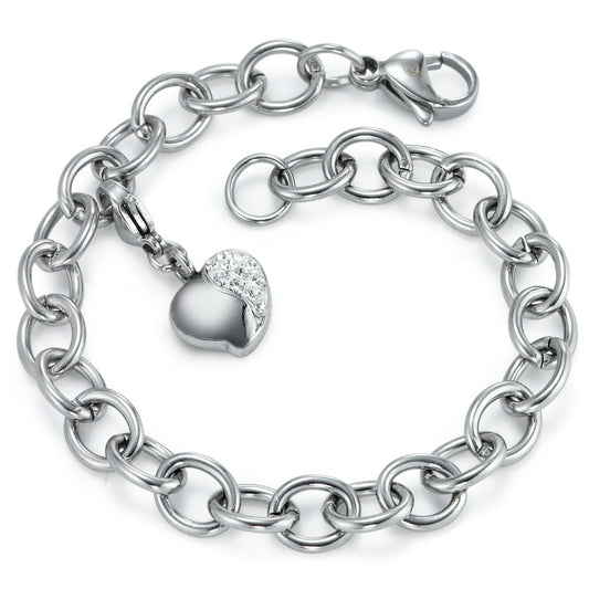 Bracelet Stainless steel Zirconia Heart 19 cm Ø7 mm