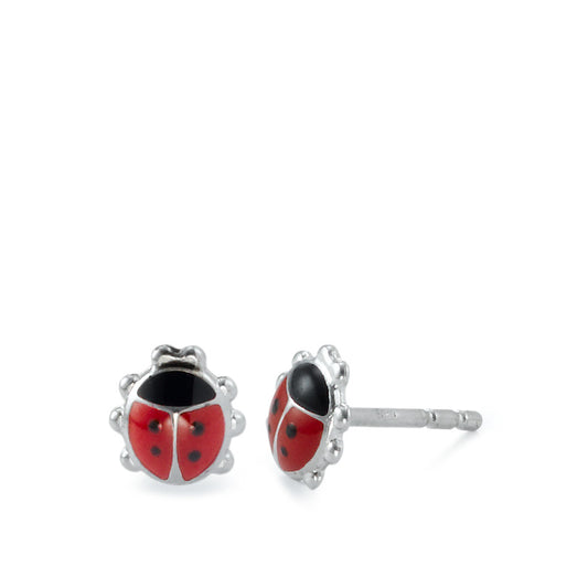 Stud earrings Silver Rhodium plated Ladybird Ø6 mm