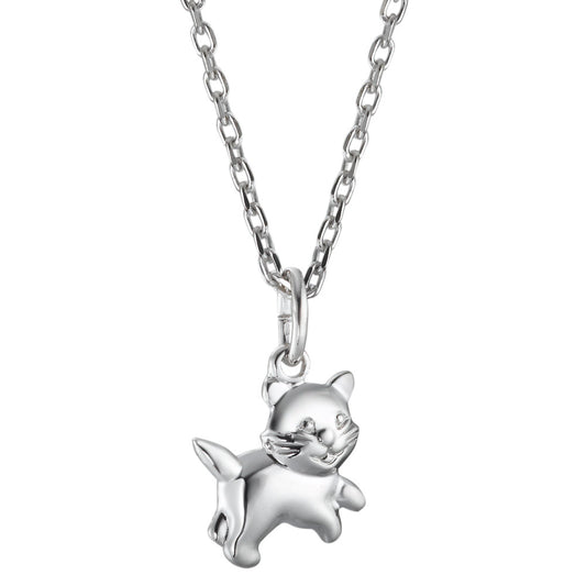 Chain necklace with pendant Silver Rhodium plated Cat 36-38 cm