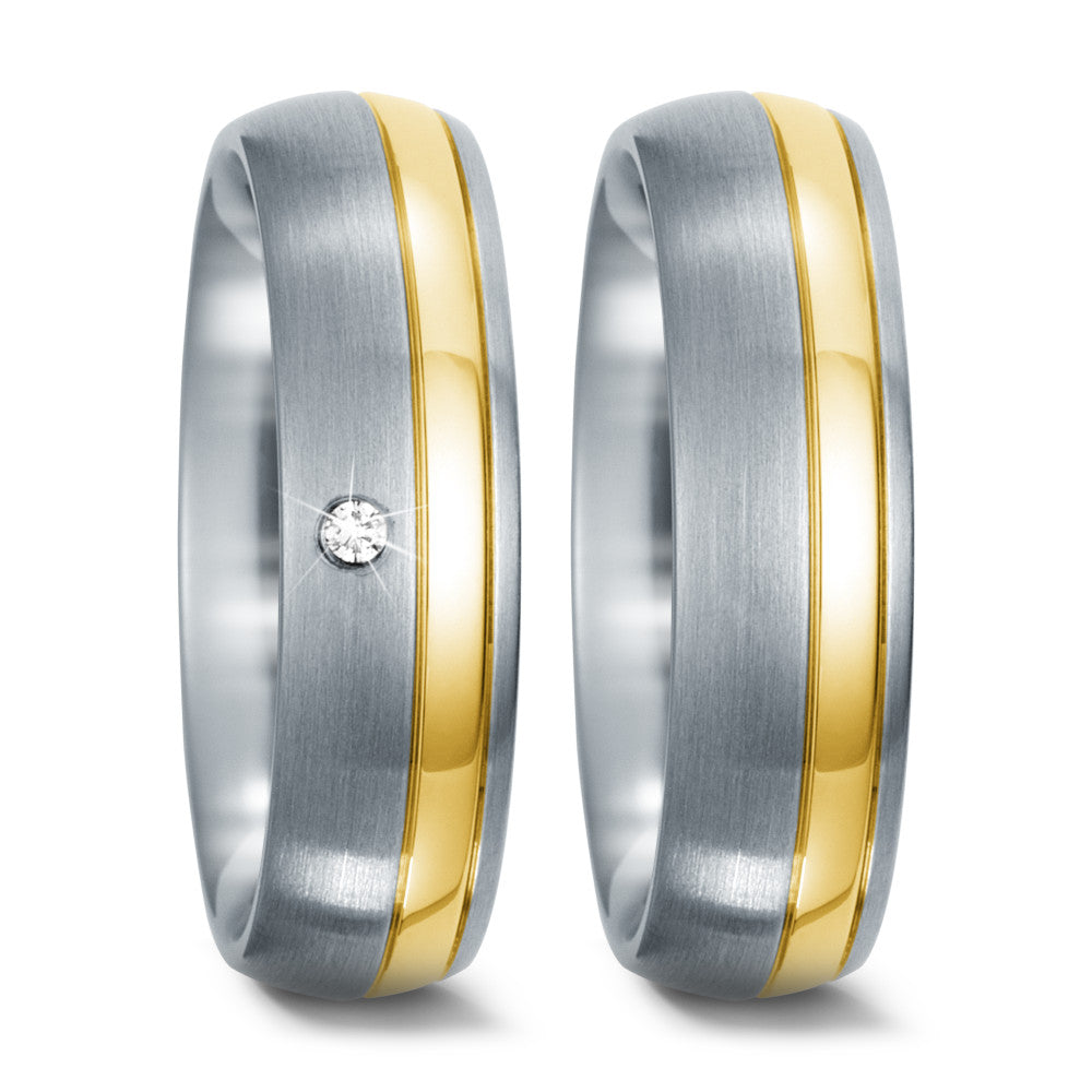 Wedding Ring Stainless steel Zirconia Gold plated