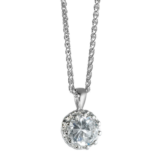 Necklace with pendant Silver Zirconia Rhodium plated 42 cm Ø6 mm