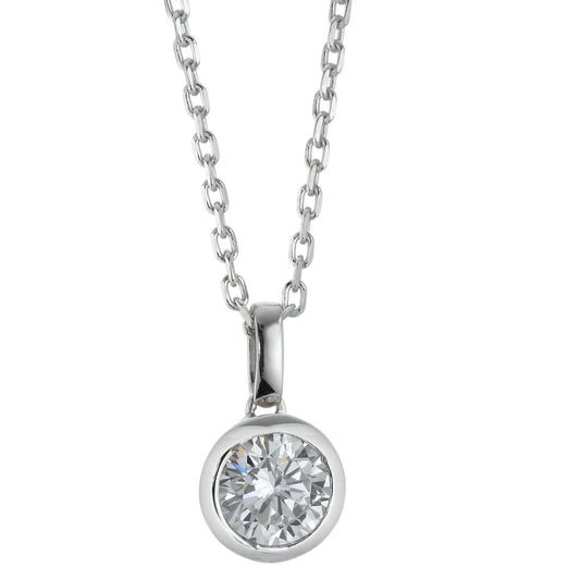 Necklace with pendant Silver Zirconia Rhodium plated 40-42 cm Ø8 mm