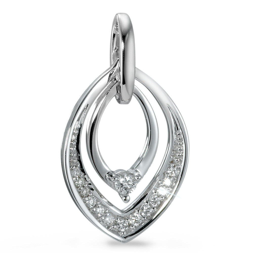 Pendant 18k White Gold Diamond 0.11 ct, 14 Stones, brilliant, w-si