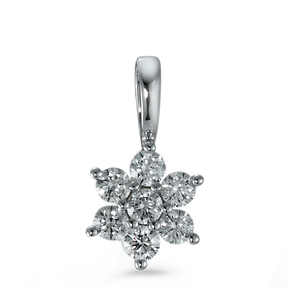 Pendant 18k White Gold Diamond 0.24 ct, 7 Stones, brilliant, w-si Flower Ø7 mm