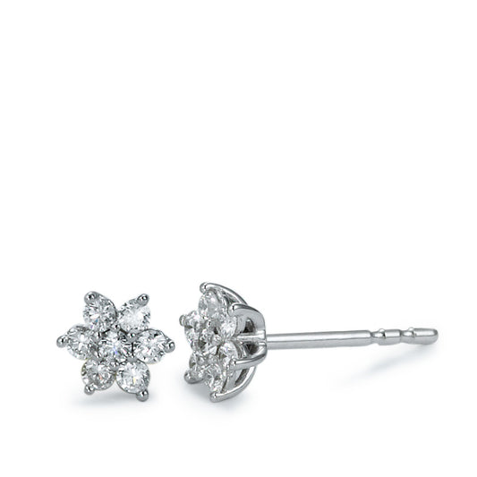 Stud earrings 18k White Gold Diamond 0.24 ct, 14 Stones, brilliant, w-si Ø5 mm