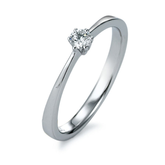 Solitaire ring 18k White Gold Diamond 0.10 ct, brilliant, w-si