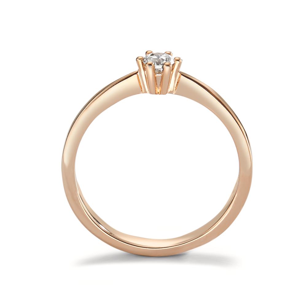 Solitaire ring 18k Red Gold Diamond 0.15 ct, brilliant, w-si