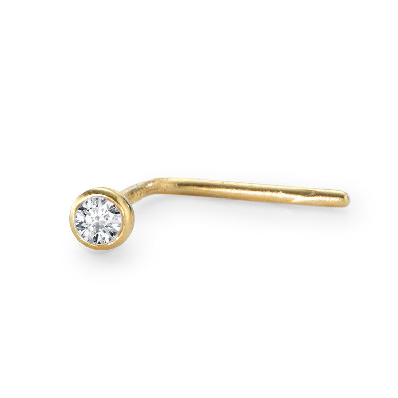 Nose Stud 18k Yellow Gold Zirconia White