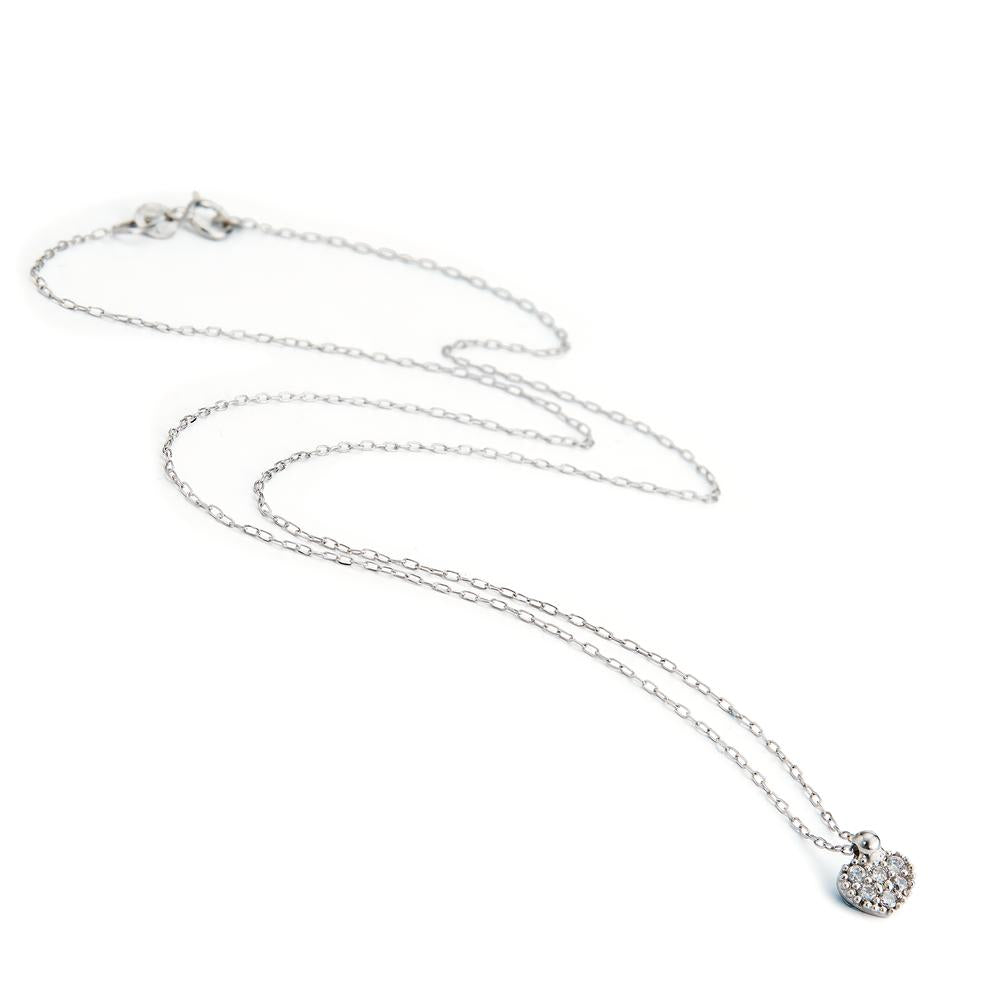 Necklace 18k White Gold Zirconia 6 Stones Heart 40 cm Ø6 mm