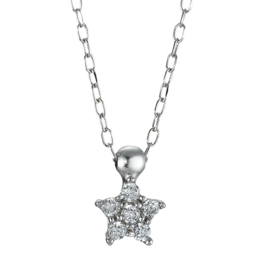 Necklace 18k White Gold Zirconia 5 Stones Star 40 cm Ø5 mm