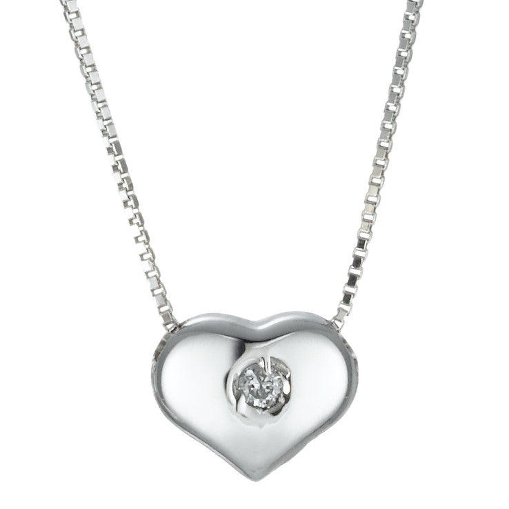 Necklace 18k White Gold Zirconia Heart 40 cm Ø6 mm