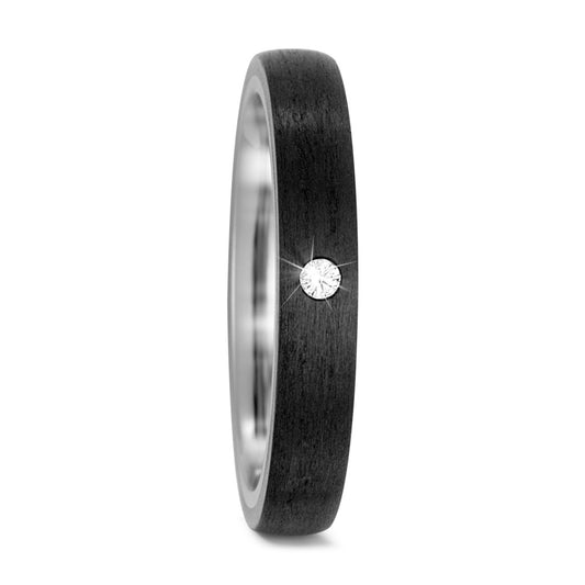 Wedding Ring Titanium, Carbon Diamond 0.03 ct, w-si