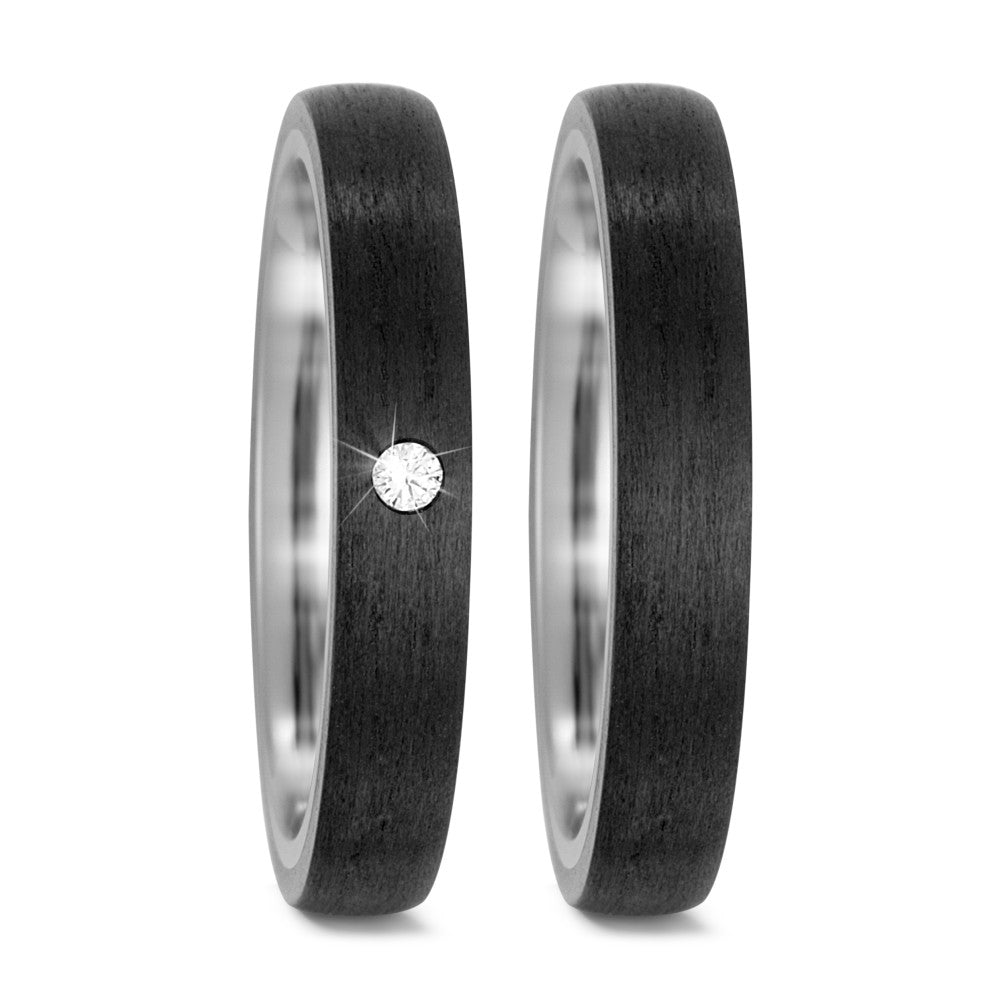 Wedding Ring Titanium, Carbon Diamond 0.03 ct, w-si