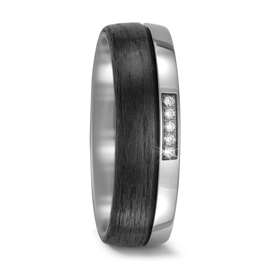 Wedding Ring Titanium, Carbon Diamond 0.05 ct, 5 Stones, w-si