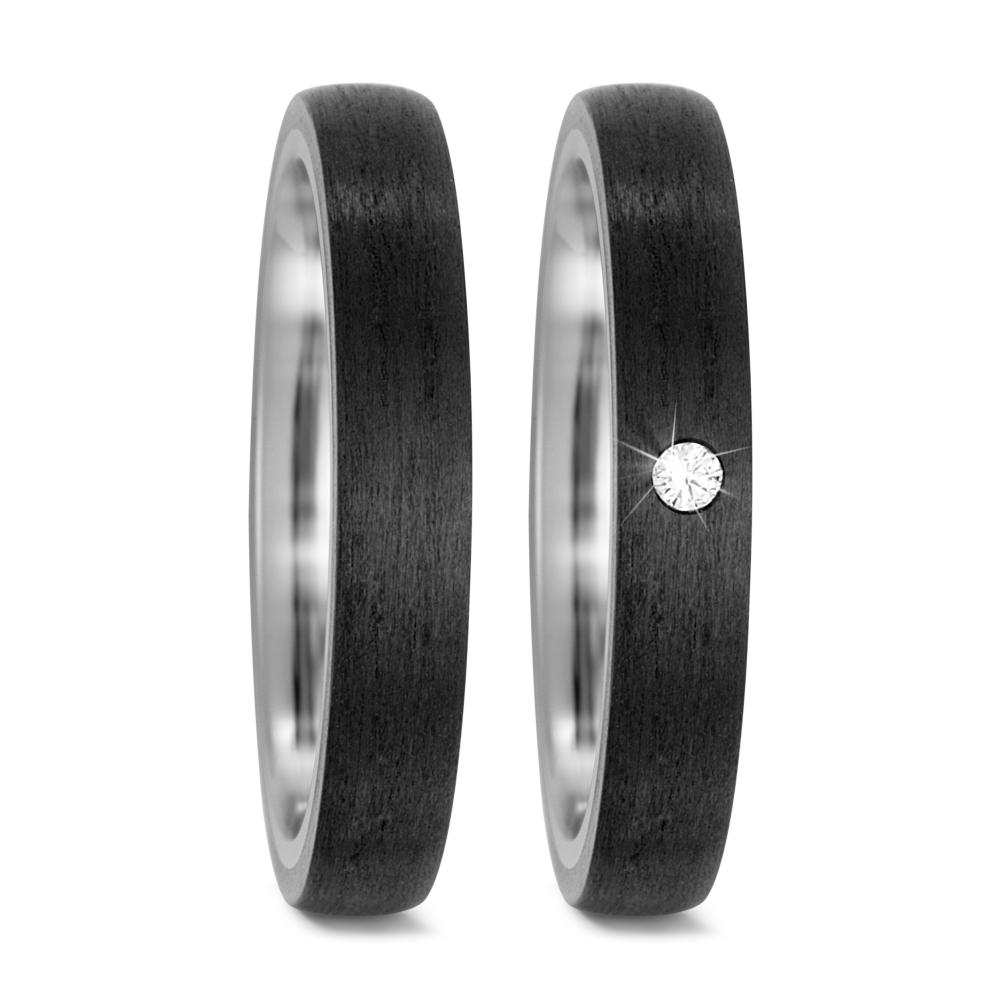 Wedding Ring Titanium, Carbon Diamond 0.03 ct, w-si