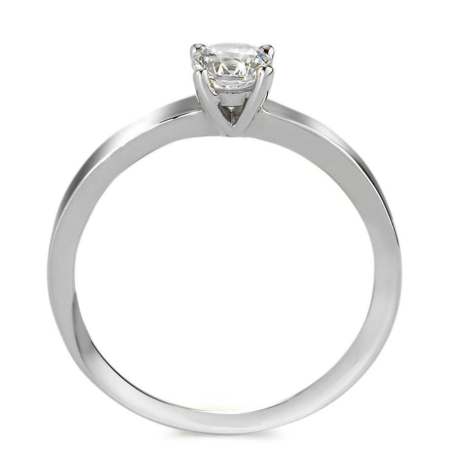 Solitaire ring Silver Zirconia Rhodium plated