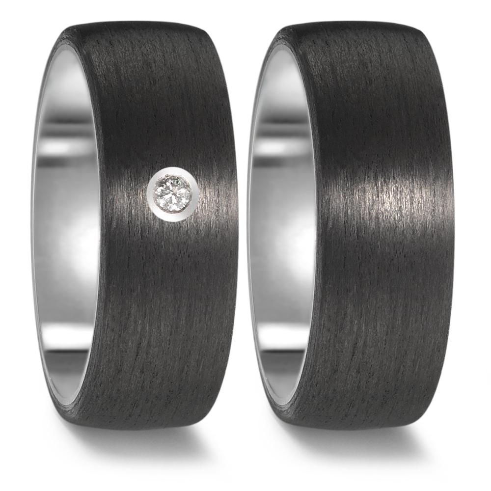 Wedding Ring Titanium, Carbon Diamond 0.03 ct, w-si