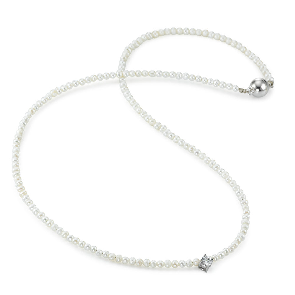 Necklace Stainless steel Zirconia Freshwater pearl 42 cm Ø5.5 mm