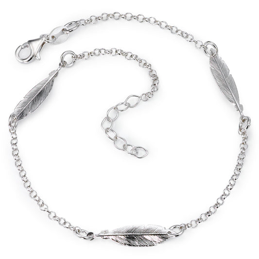 Anklet Silver Rhodium plated Feather 22.5-25 cm
