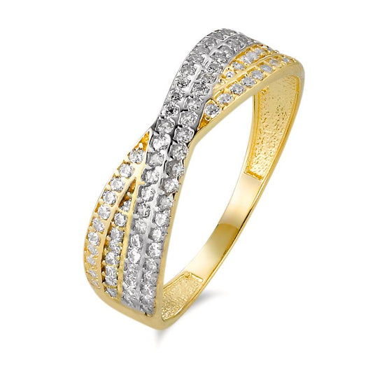 Ring 9k Yellow Gold Zirconia Bicolor