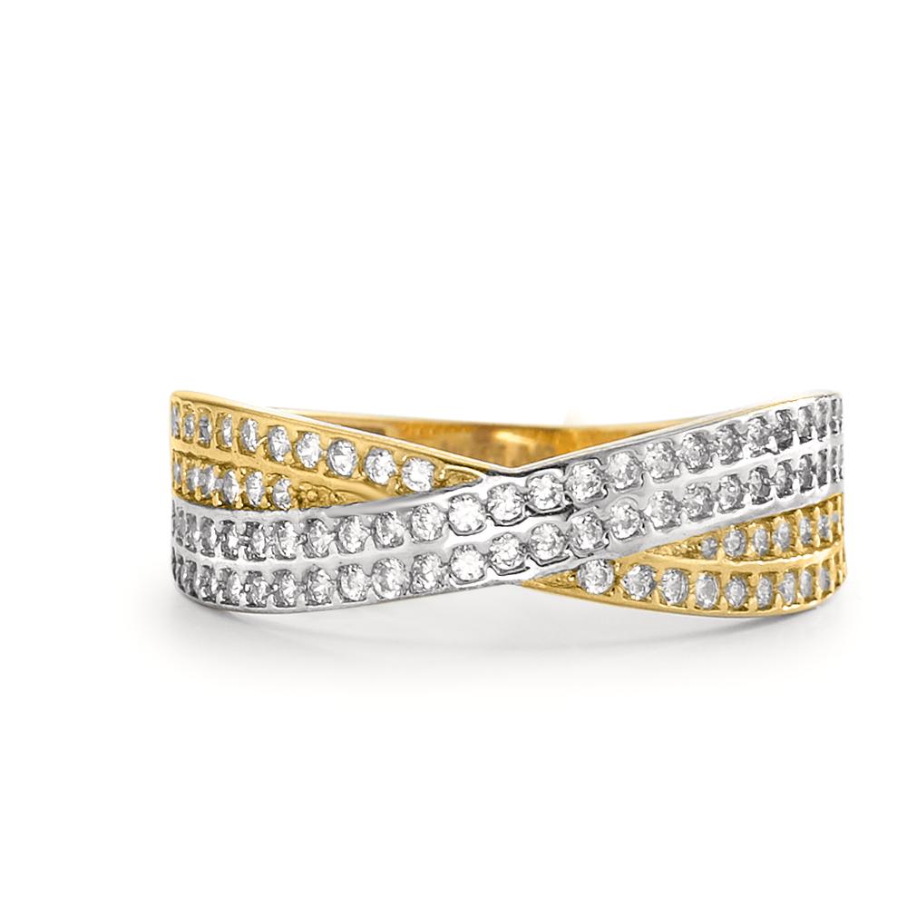 Ring 9k Yellow Gold Zirconia Bicolor