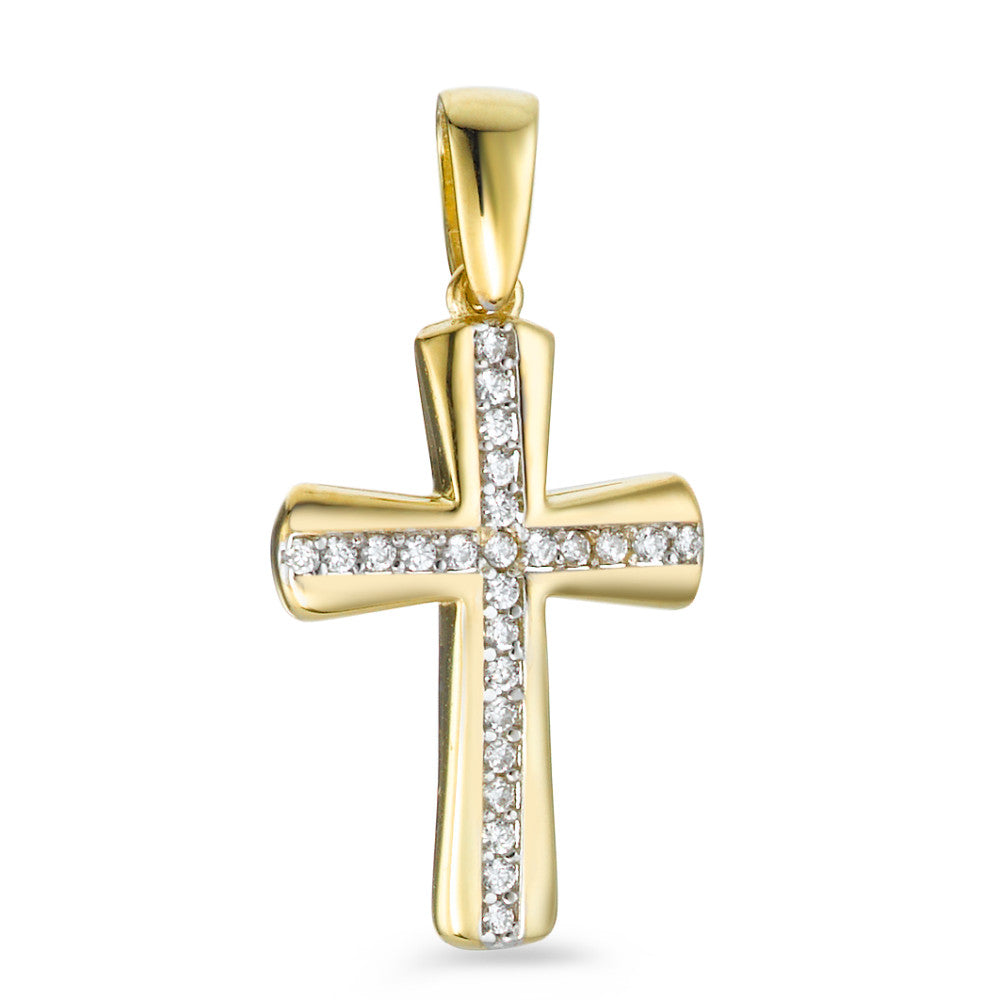 Pendant 9k Yellow Gold Zirconia 25 Stones Cross