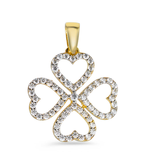 Pendant 9k Yellow Gold Zirconia Cloverleaf Ø20 mm