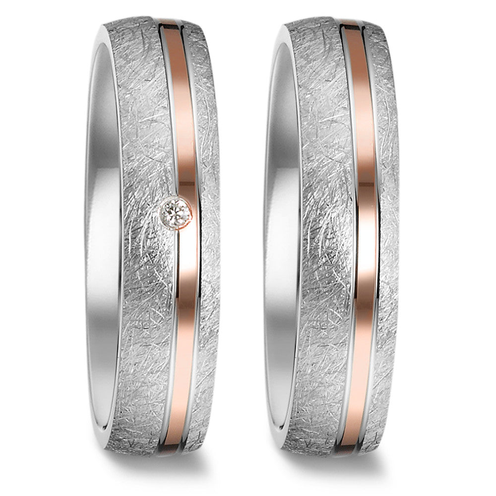 Wedding Ring Silver Zirconia Rose Gold plated