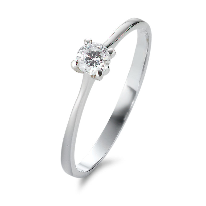 Solitaire ring 18k White Gold Zirconia Ø4 mm