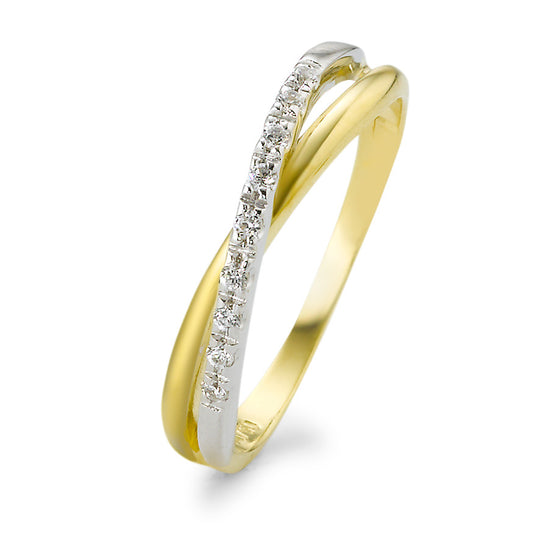 Ring 18k Yellow Gold, 18k White Gold Zirconia 9 Stones