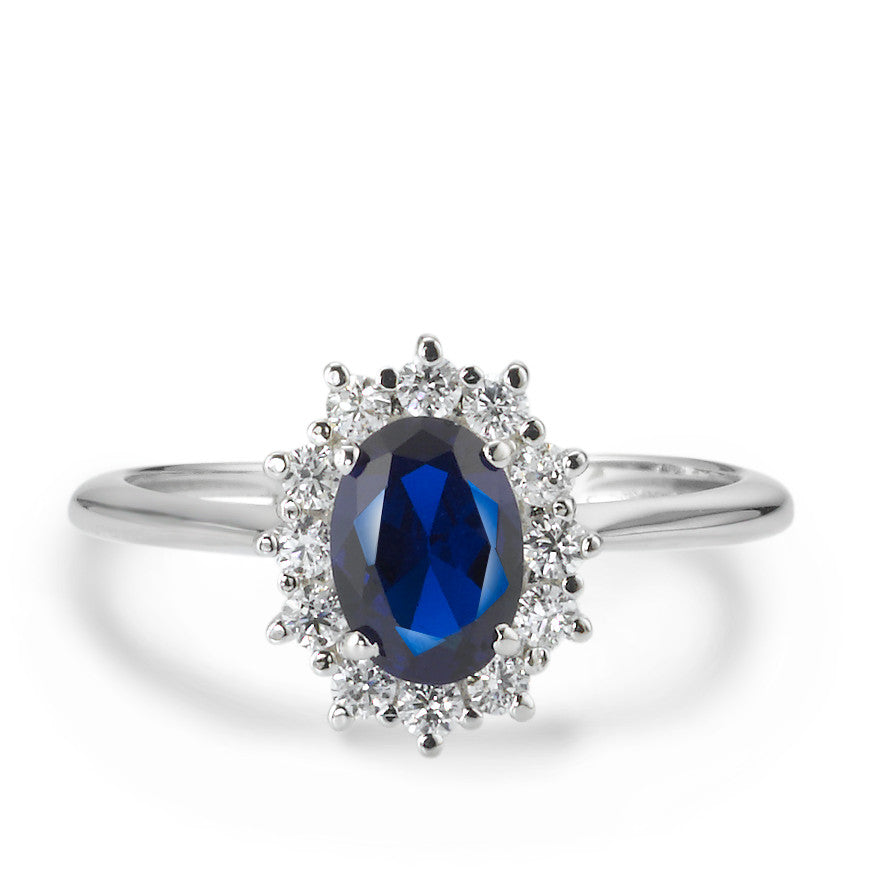 Ring 18k White Gold Zirconia Blue, 13 Stones