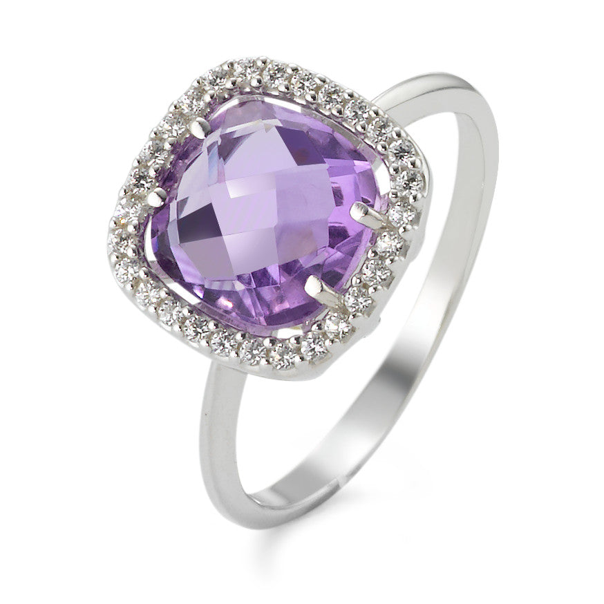 Ring 18k White Gold Amethyst Violet Ø10 mm